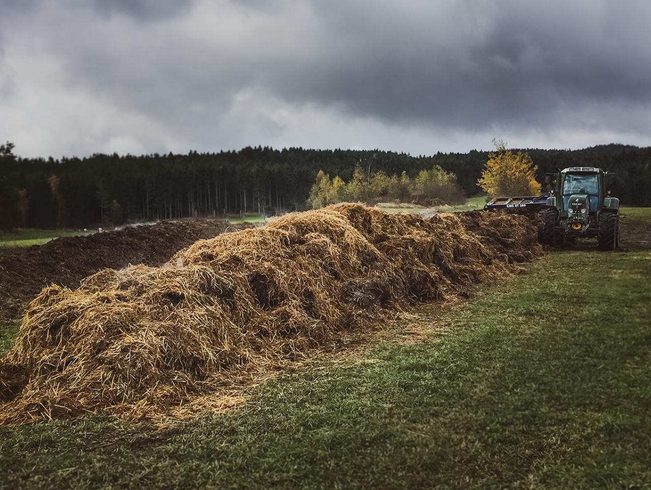 Open unpaved windrow composting